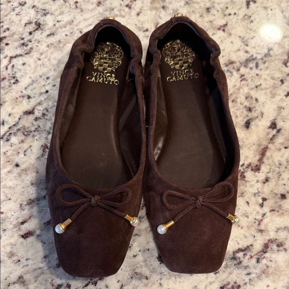 Vince Camuto Dark Brown Suede Flats
